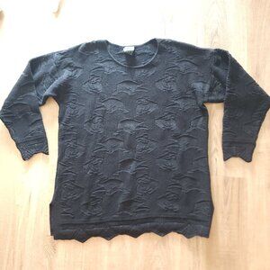 Vintage Emaroo Black Wool Sweater with Koala Texture Knit